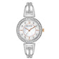 Bulova Women's Crystal Watch 98X121 featuring a mother-of-pearl dial with crystal hour markers and a stainless steel bracelet.