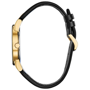 Side profile of the Citizen AU1062-05E showcasing the 40mm gold-tone case and edge-to-edge glass design.