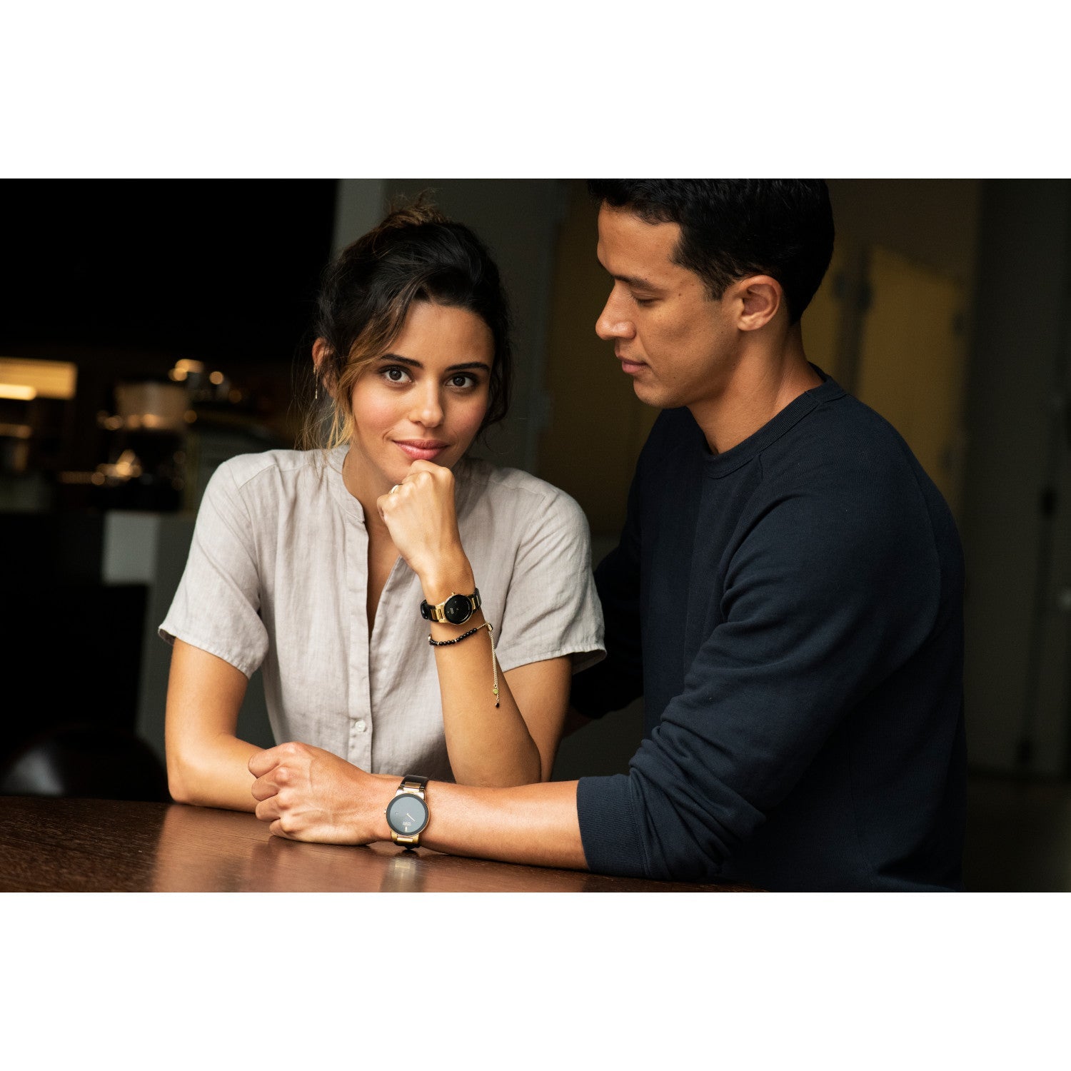 Model wearing the Citizen Axiom GA1052-04E, demonstrating its elegant presence on the wrist.