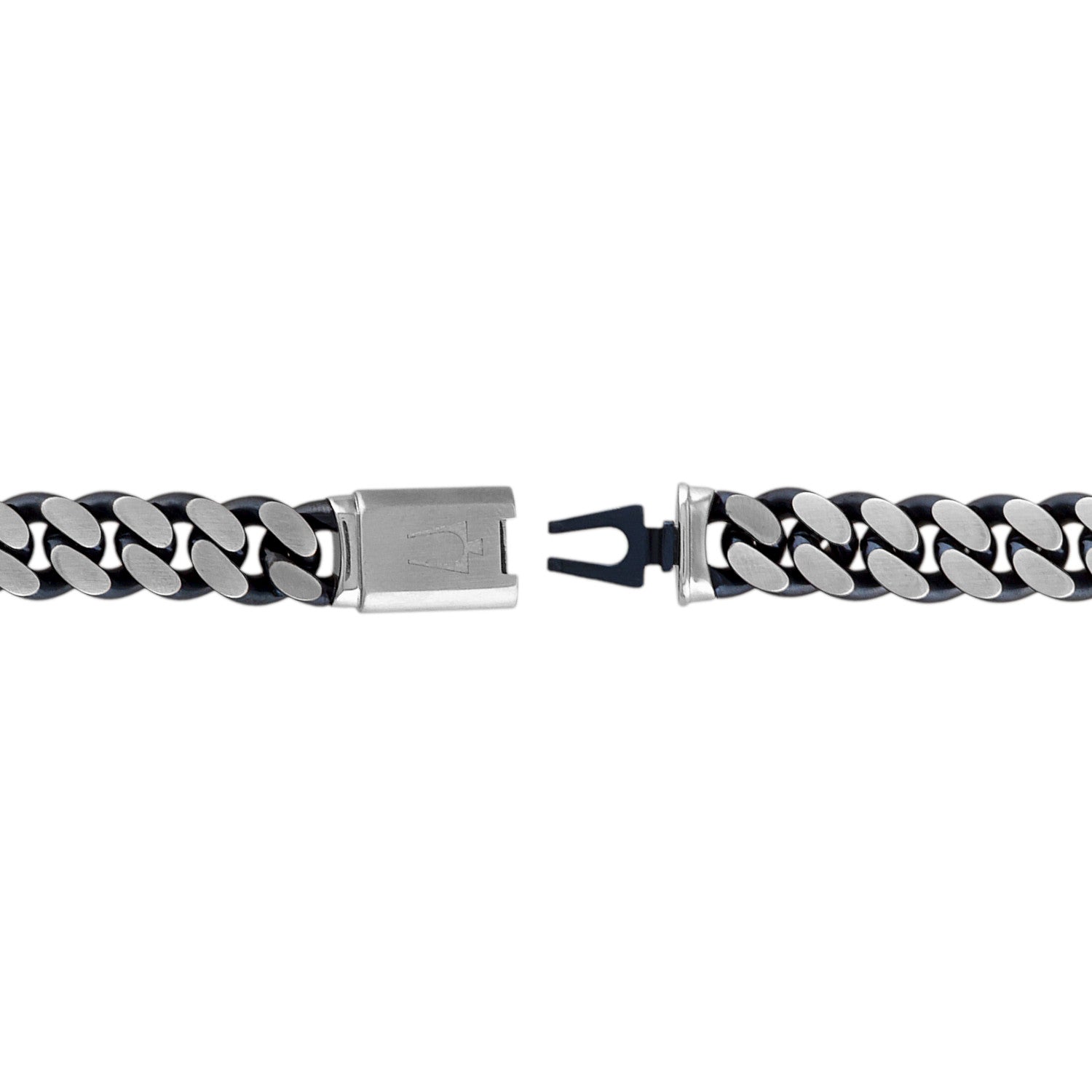Rear view of Bulova BVB1015-SLSTNA bracelet displaying the custom-designed tuning fork clasp subtly branded with the Bulova logo.