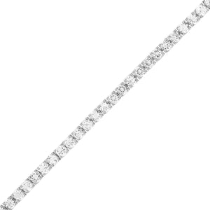 Bulova BVB1017-WSWTO bracelet showcasing rhodium-plated sterling silver with a continuous line of 5mm white topaz gemstones—front view.