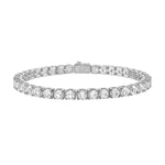 Bulova BVB1017-WSWTO bracelet showcasing rhodium-plated sterling silver with a continuous line of 5mm white topaz gemstones—front view.