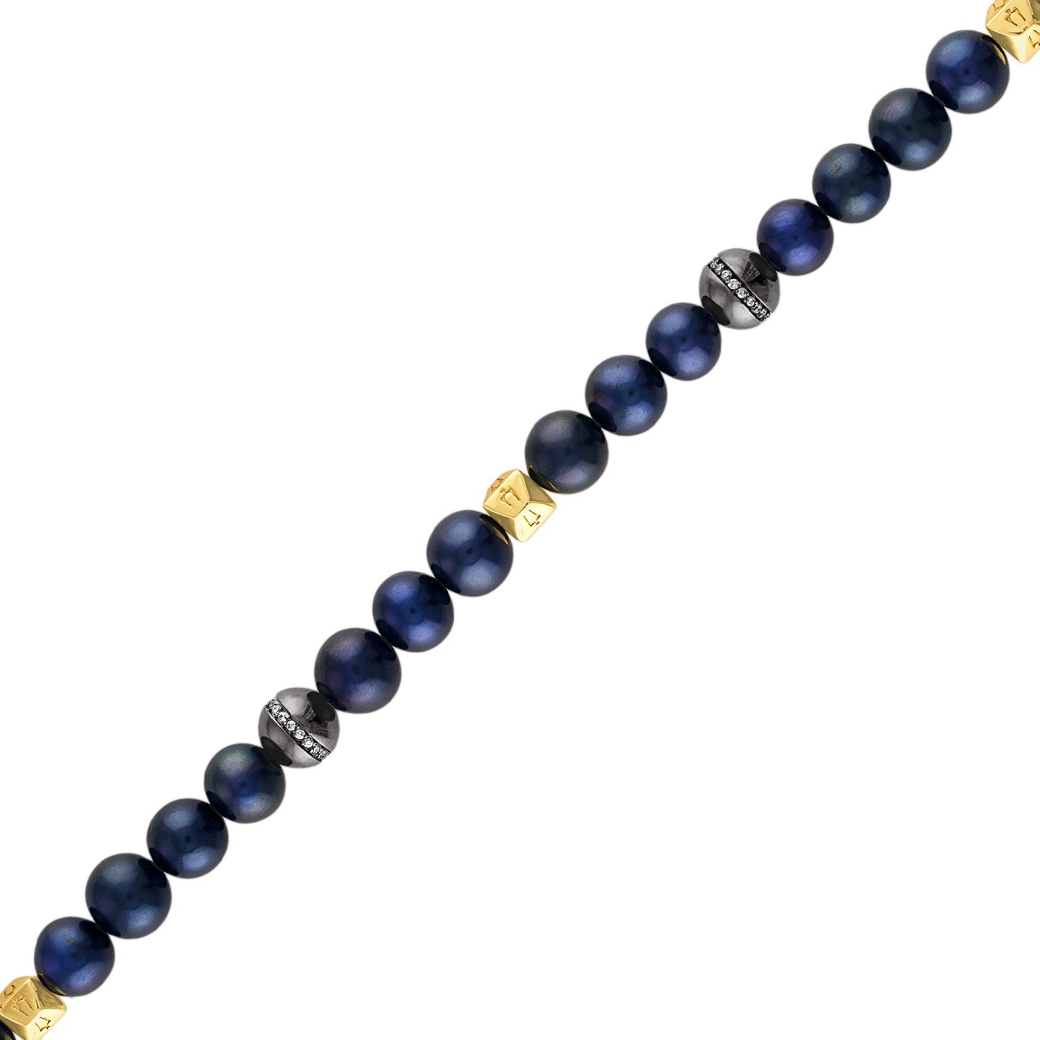 Side profile of the Bulova BVB1049-YSSC5FWP showcasing the arrangement of pearls and accent beads.
