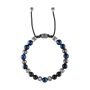 Side profile of Bulova BVB1072-NSTBTRMAHE bracelet showcasing the adjustable black cord and etched logo sliding clasp.​