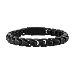Bulova Link™ Bracelet BVB1082-BASTNA85, 8mm black-tone stainless steel with antiqued matte finish—front view.