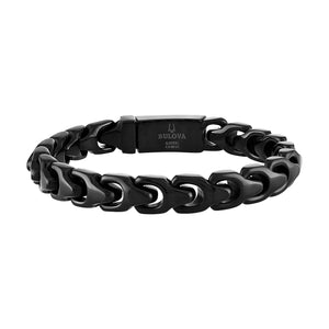Bulova Link™ Bracelet BVB1082-BKSTNA8, 8mm black-tone stainless steel with polished finish—front view.