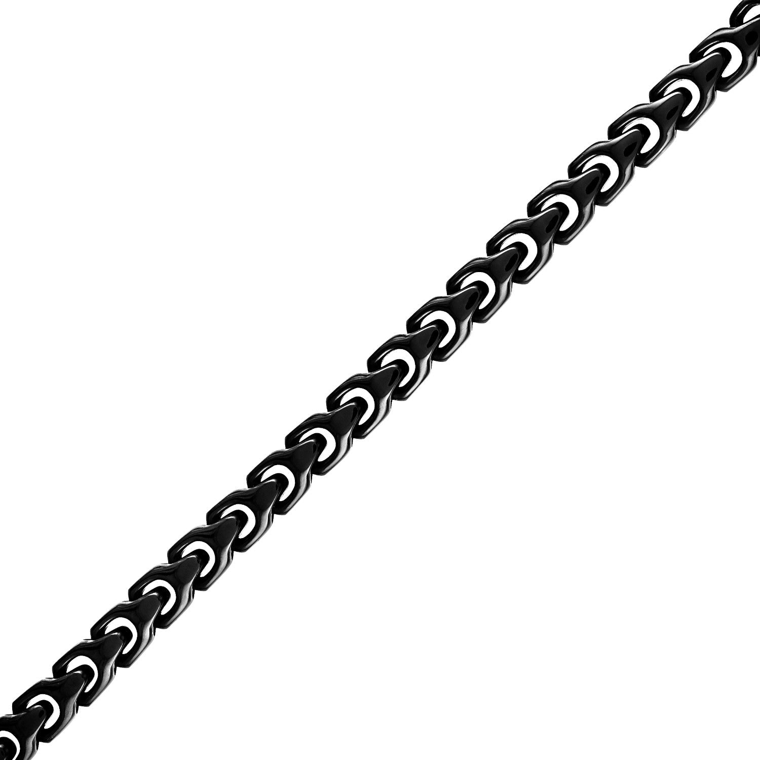Side profile of the Bulova Link™ Bracelet BVB1082-BKSTNA8, highlighting the sleek design and clasp mechanism.