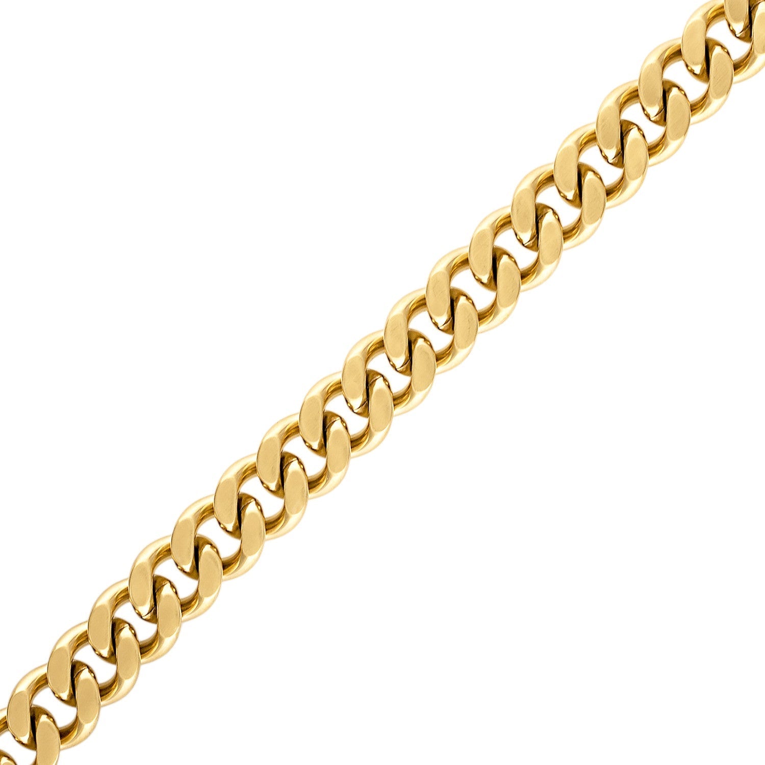  Side profile of the Bulova Classic Curb Chain Bracelet BVB1084-GOSTNA, highlighting the thickness and interlinking design of the curb chain.