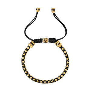 Side profile of Bulova BVB1089-G6STBA highlighting the rounded chain links, polished finish, and the sliding bolo closure mechanism.