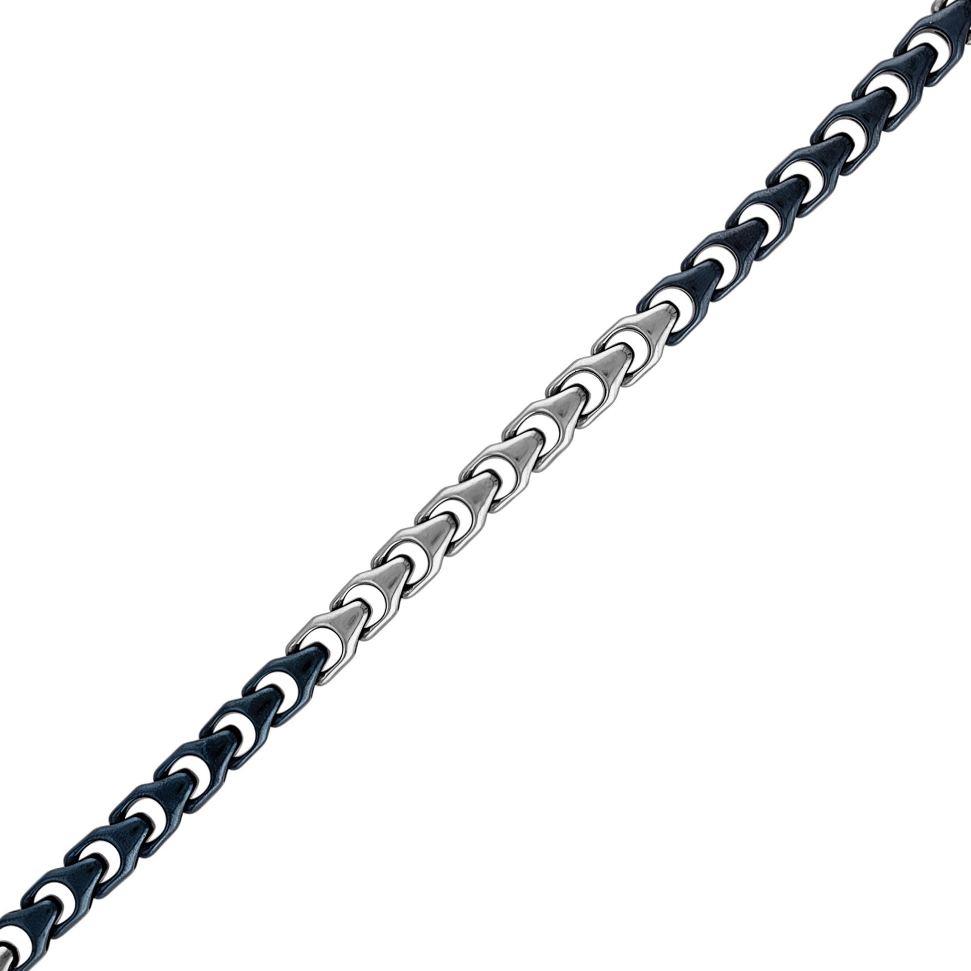 Side profile of Bulova BVB1091-BLSTNA showing the 8 mm bracelet link thickness and polished finish.