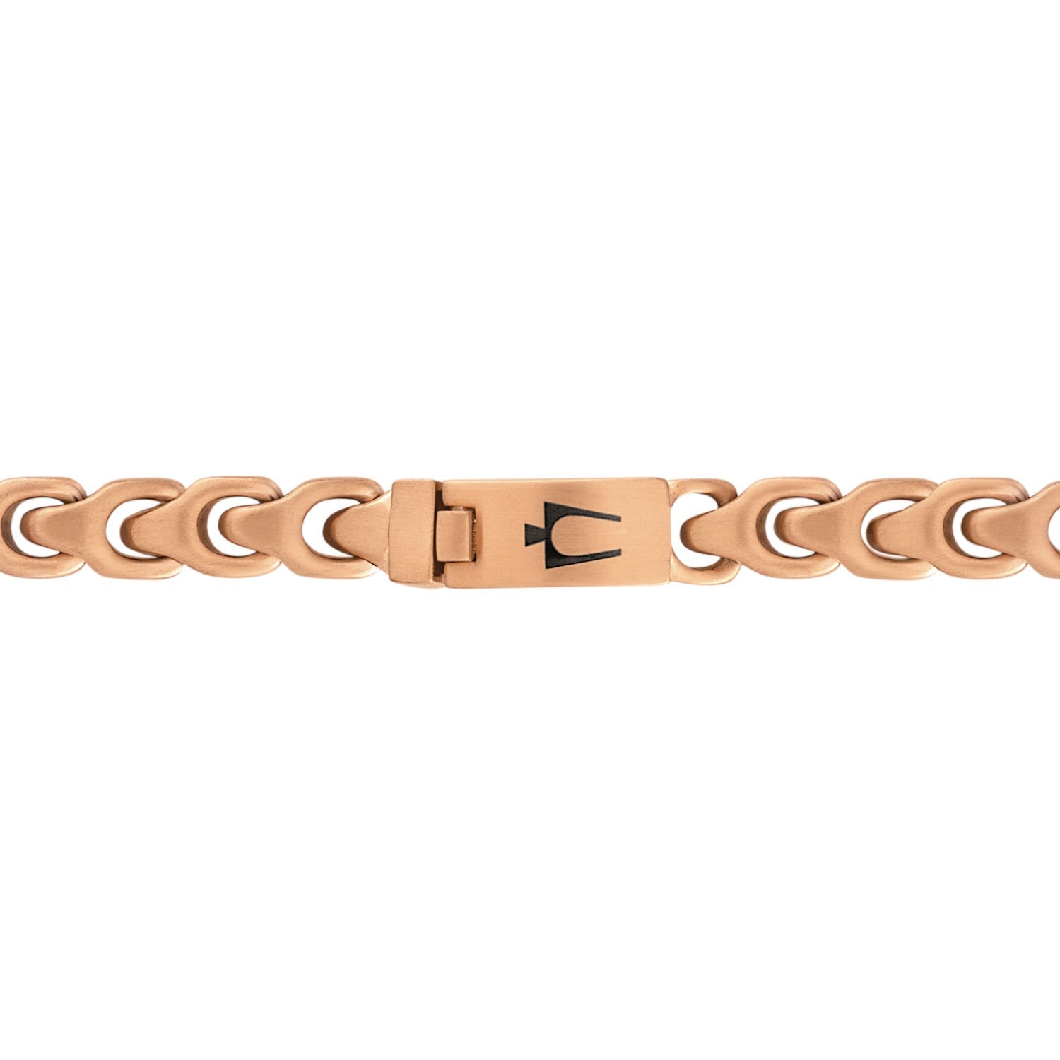 Reverse side of the Bulova Link™ Bracelet BVB1109-MRSTNA8, featuring the box lock clasp with engraved Bulova logo.