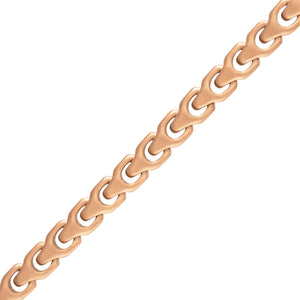 Side profile of the Bulova Link™ Bracelet BVB1109-MRSTNA8, highlighting the sleek rose-tone finish and clasp mechanism.