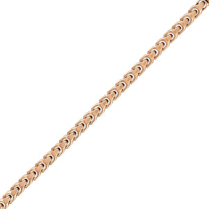 Side profile of the Bulova Link™ Bracelet BVB1109-RSTNA8, highlighting the sleek rose-tone finish and clasp mechanism.