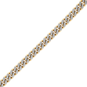 Side profile of the Bulova BVB1181‑GOSTNA8 bracelet showcasing brushed steel and polished gold-tone surfaces.
