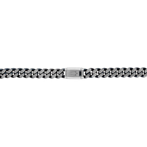 Reverse side of the Bulova Classic Curb Chain Necklace BVC1054-SLSTNA, showcasing the custom-designed box lock clasp with engraved Bulova logo.
