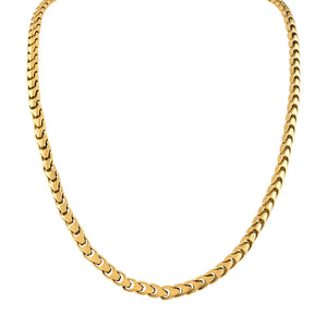 Bulova Link™ Necklace BVC1057-GSTNA, 6mm gold-tone stainless steel with interlocking links—front view.