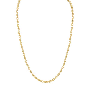 Bulova BVC1077-GSTNA24 24" gold-tone hexagon-link chain necklace, front view showing polished elongated hexagon links.
