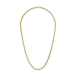 Bulova BVC1101-YSNA gold-plated sterling-silver snake-chain necklace front view showing 3.5 mm squared links and polished shine.