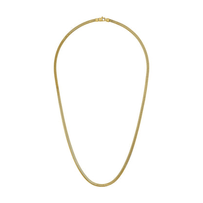 Bulova BVC1101-YSNA gold-plated sterling-silver snake-chain necklace front view showing 3.5 mm squared links and polished shine.