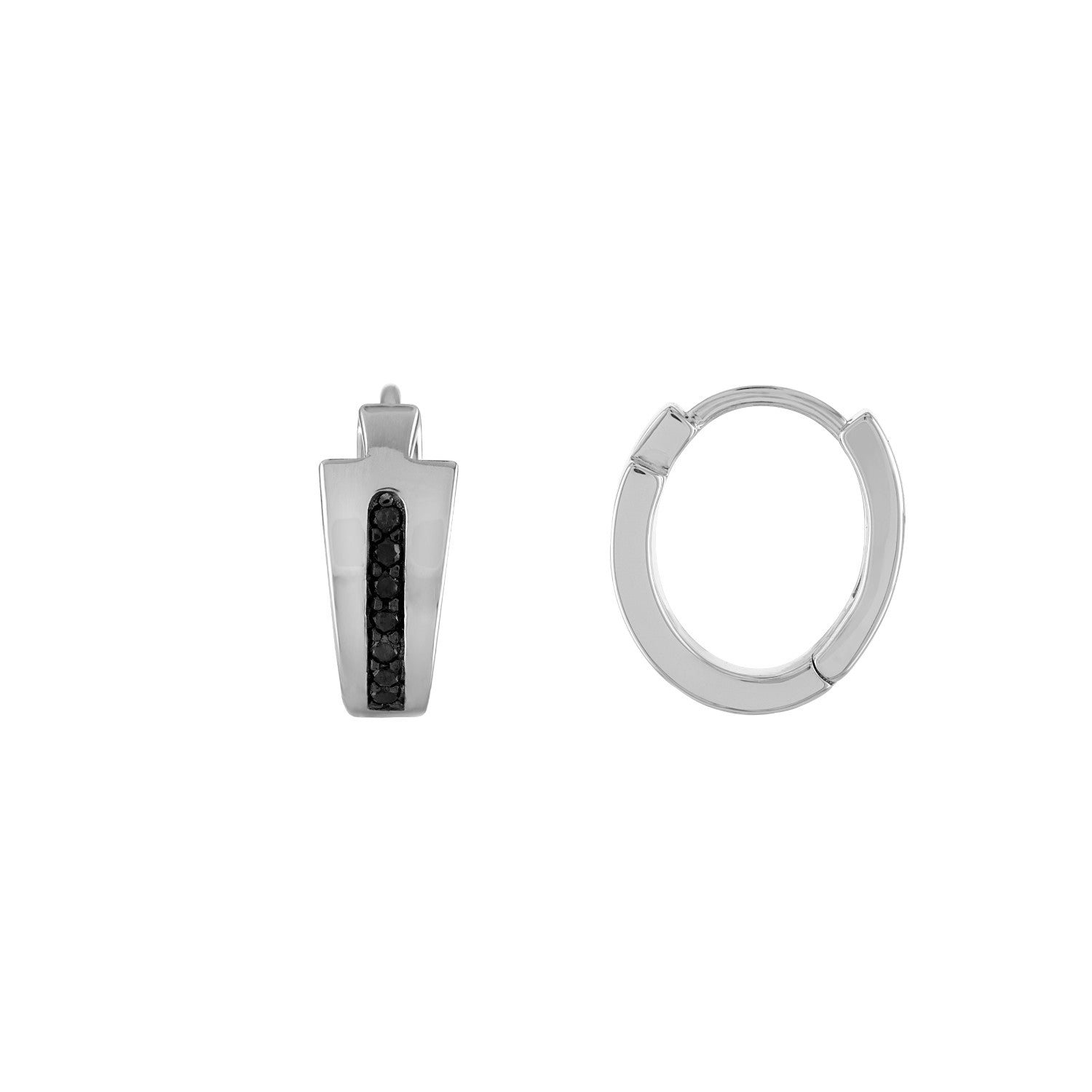 Side profile of Bulova BVE1007-WSAA earrings highlighting the sleek tuning fork design and huggie-style closure.
