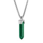 Bulova Men's Icon Green Malachite Obelisk Pendant BVP1020-WSMAL, showcasing the rhodium-plated sterling silver obelisk adorned with genuine green malachite.