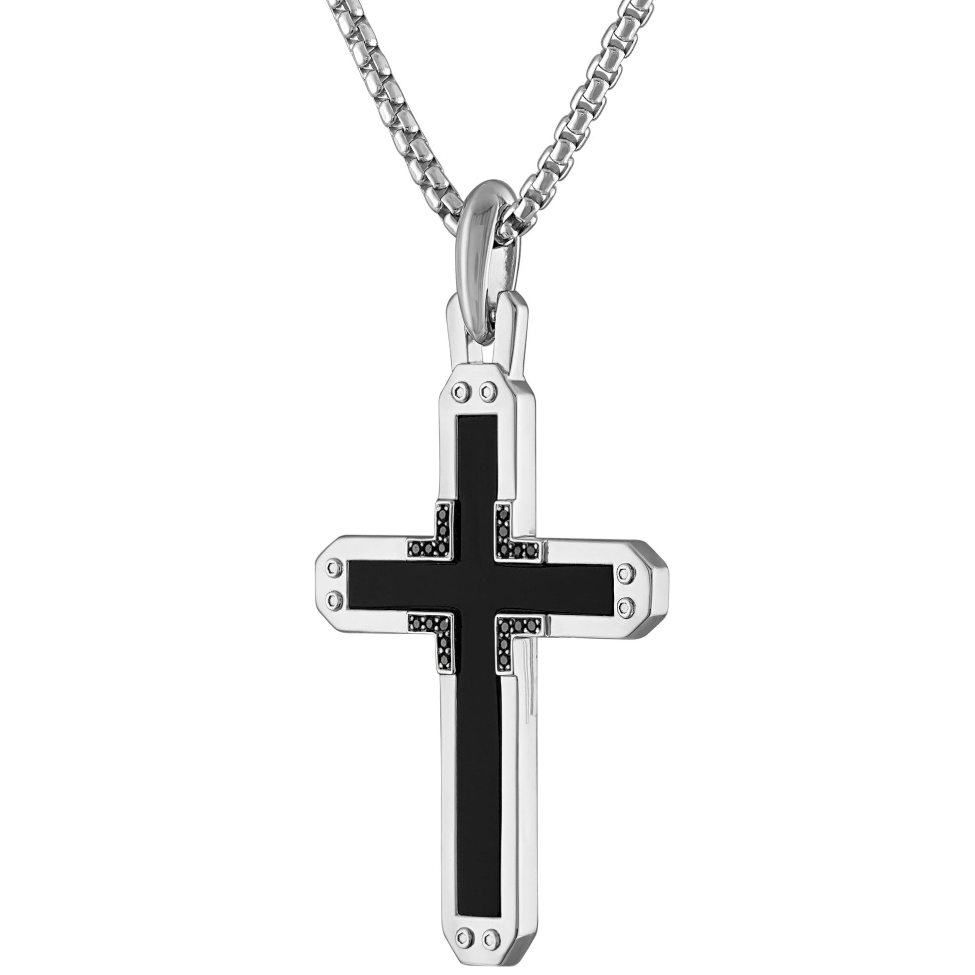 Side profile of BVP1078-WSAABA showing pendant thickness, polished silver edges and smooth chain attachment.