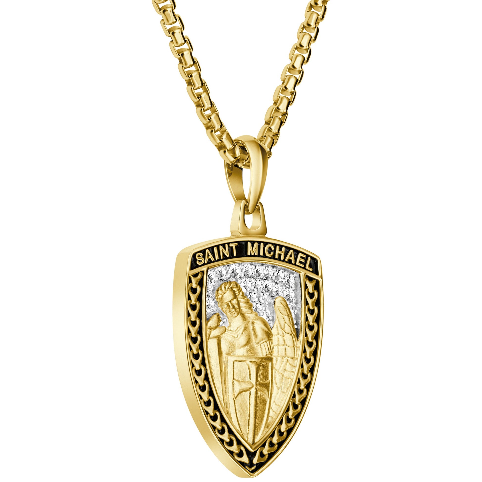 Side profile of Bulova BVP1141-YSWTO pendant highlighting polished edges, thickness, and detailed relief work.
