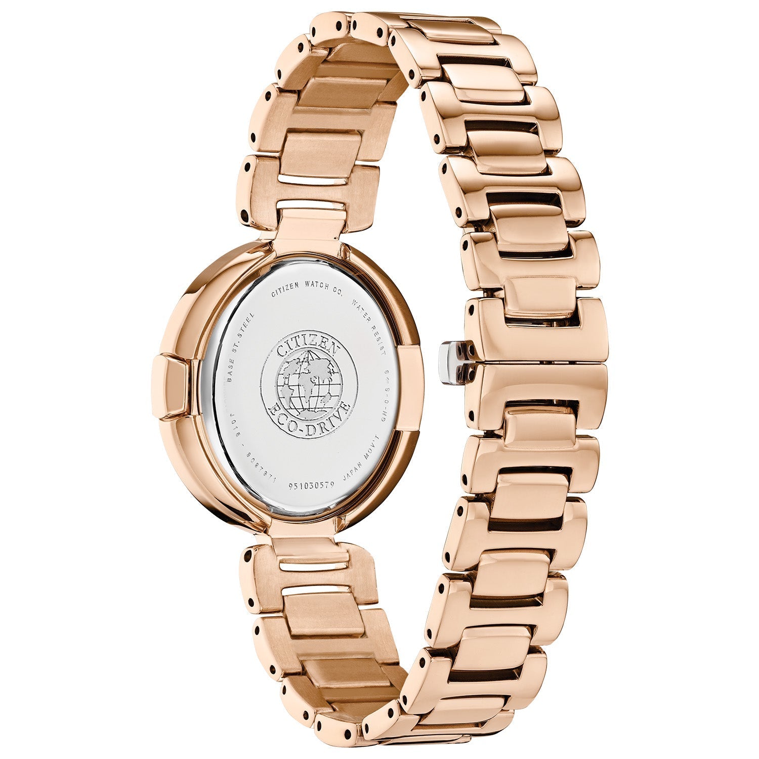 Back view of Citizen EX1503-54A highlighting the stainless steel case back with engraved details.