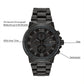 Citizen CA0295-58E men's black ion-plated stainless steel watch featuring a black dial with luminous hands and markers, tachymeter bezel, and chronograph sub-dials—front view
