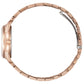 Side profile of Citizen FE1213-50A showcasing the slim pink gold-tone stainless steel case and textured crown.