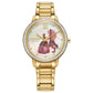 Citizen FE7048-51D women's gold-tone watch featuring a mother-of-pearl dial with crystal hour markers and a stainless steel bracelet.