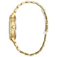 Side profile of Citizen FE7048-51D women's watch, highlighting the gold-tone stainless steel case and crystal-encrusted bezel.