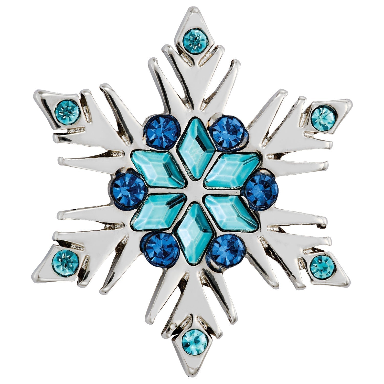 Front view of the matching snowflake pin included with Citizen Disney Frozen Women's Watch Set FE7091-61W.