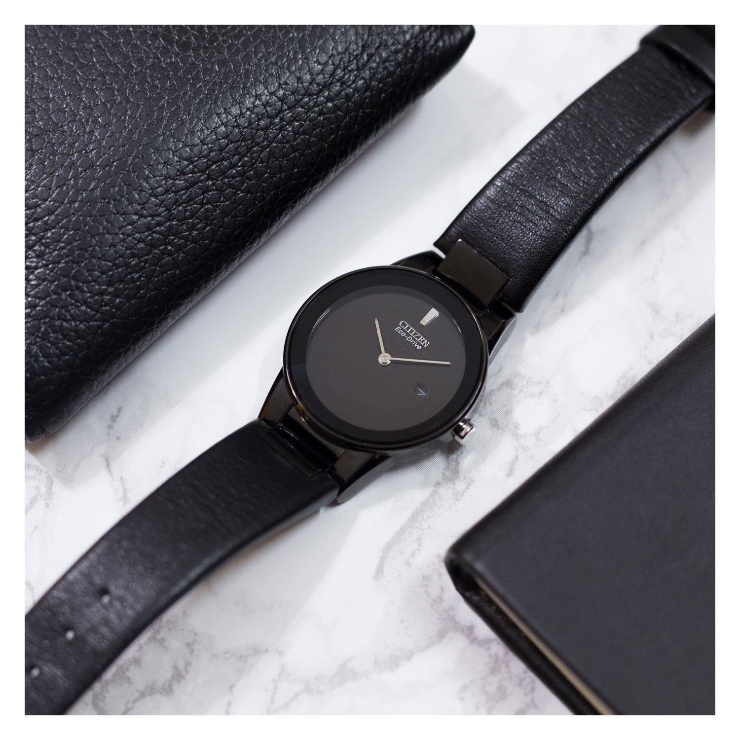 Black Leather Strap Citizen Black Axiom Watch Citizen Eco-Drive