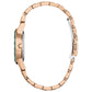 Side profile of the Citizen Eco-Drive Disney Ariel Rose-Tone Watch GA1073-63W, showcasing the sleek rose gold-tone case and bracelet.​