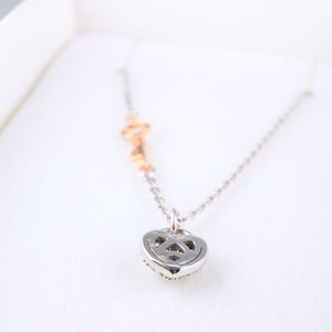 14K White Gold 2T Heart Key Necklace