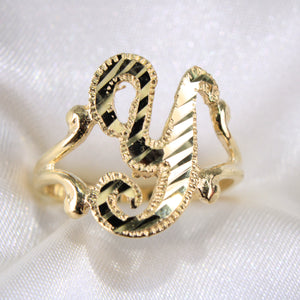 14K Yellow Gold Diamond Cut Initial Y Ring