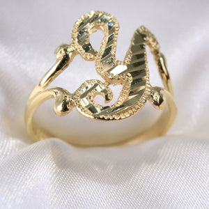 14K Yellow Gold Diamond Cut Initial Y Ring
