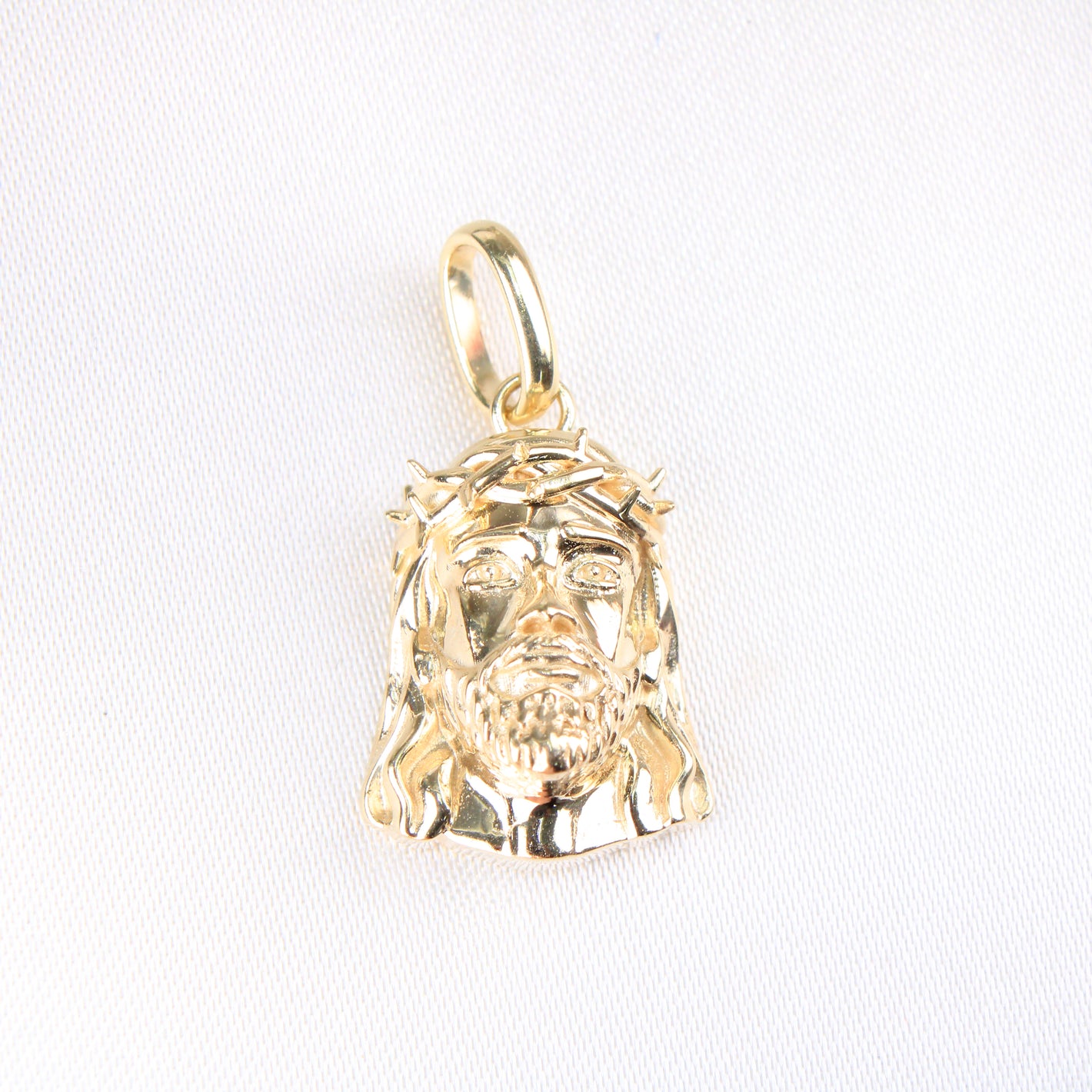 14K Yellow Gold Jesus Christ Head Charm