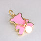 14K Yellow Gold Pink Bear Charm