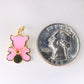 14K Yellow Gold Pink Bear Charm