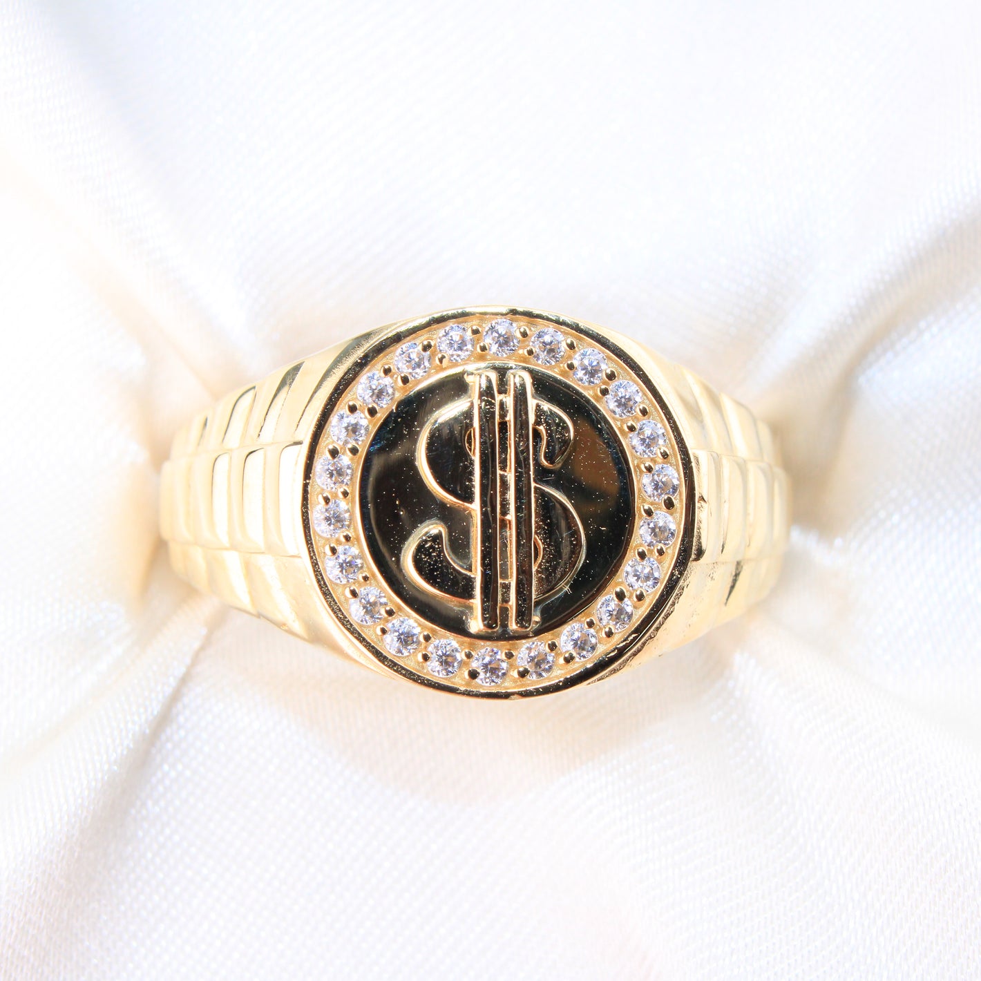 Dollar Sign CZ Men's Ring