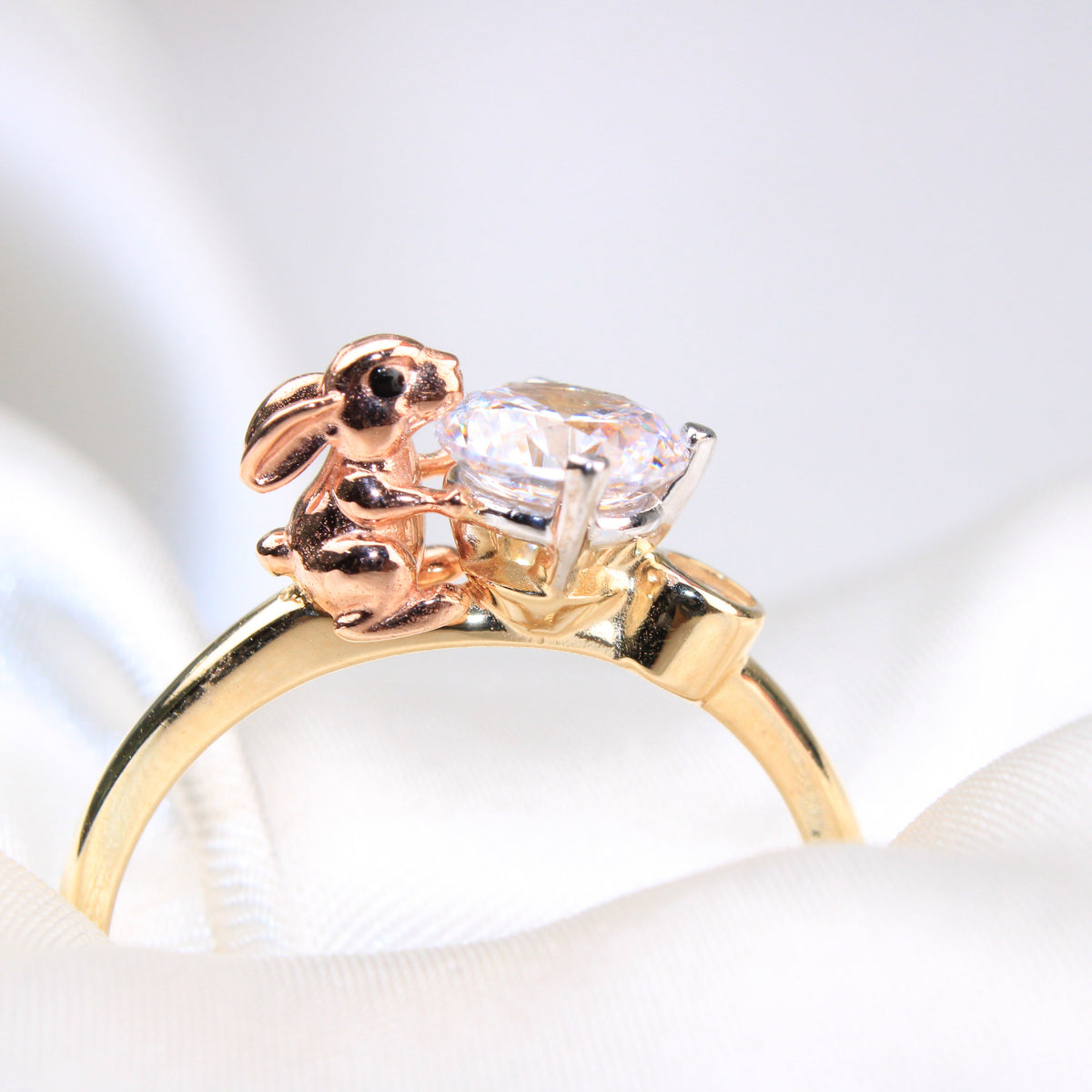 Gold Rabbit Ring 14k-bunny-cz-ring 14K Yellow Gold Bunny CZ Ring Material Type–14k Gold