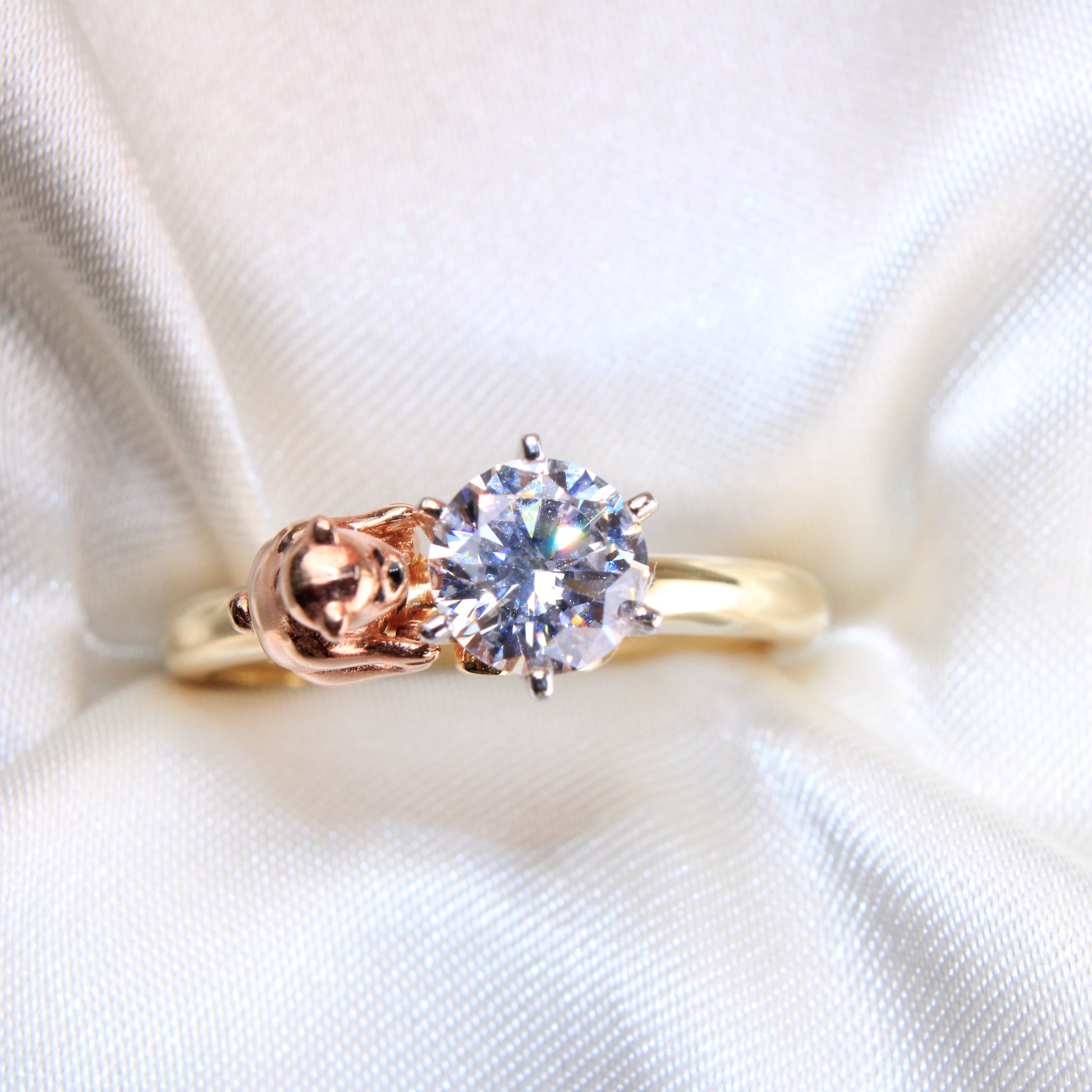 14K Yellow Gold Bear CZ Ring