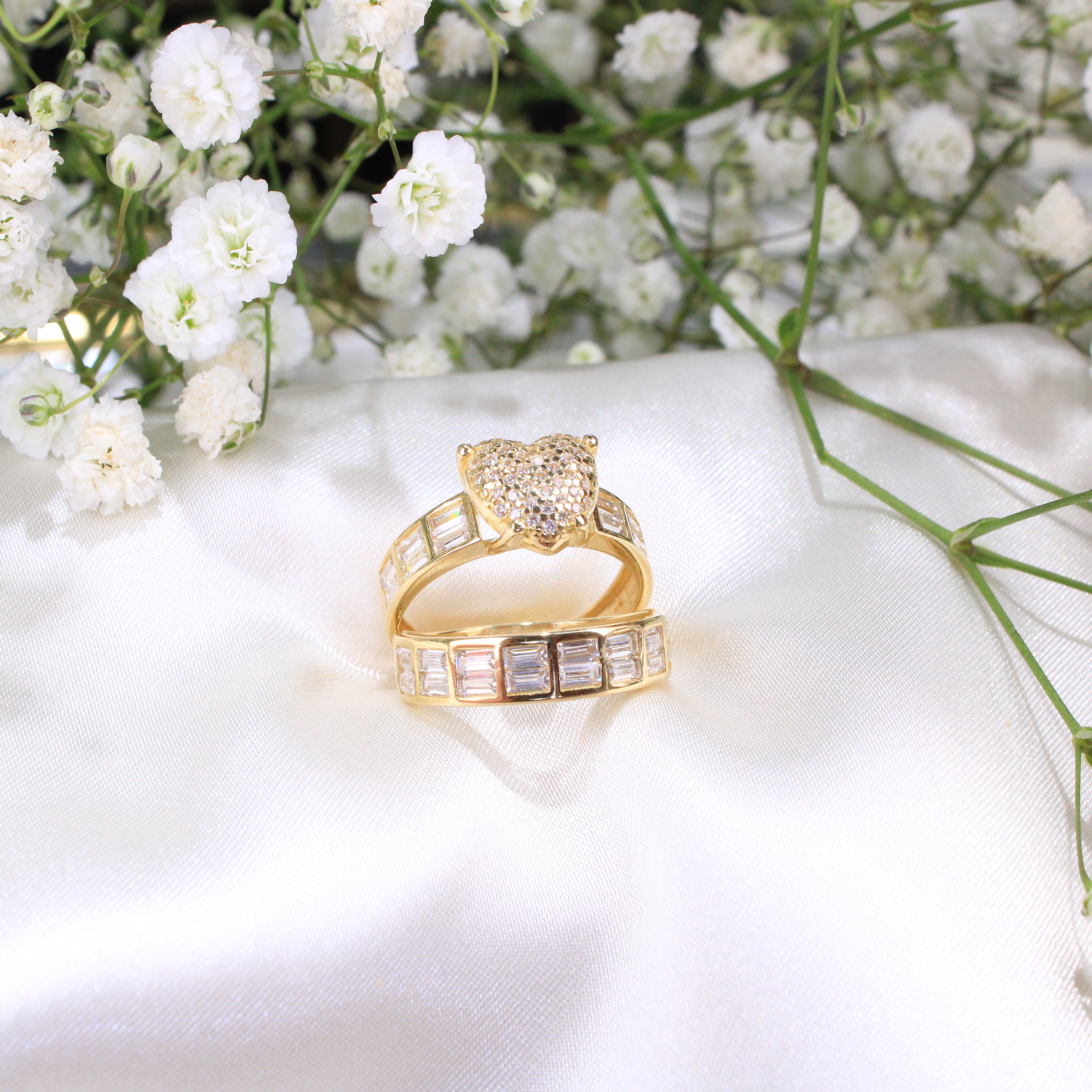 14K Gold Heart Ring Set Of 2