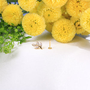 14K Gold Ear Piercing Flat Back Single Stud