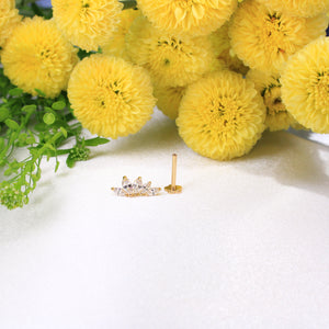 14K Gold Ear Piercing Flat Back Single Stud