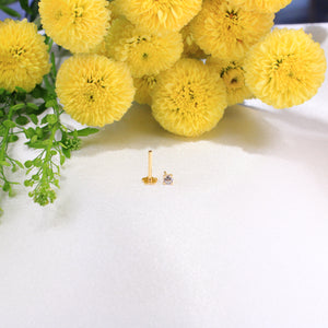 14K Gold Ear Piercing Flat Back Single Stud
