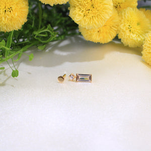 14K Gold Ear Piercing Flat Back Single Stud