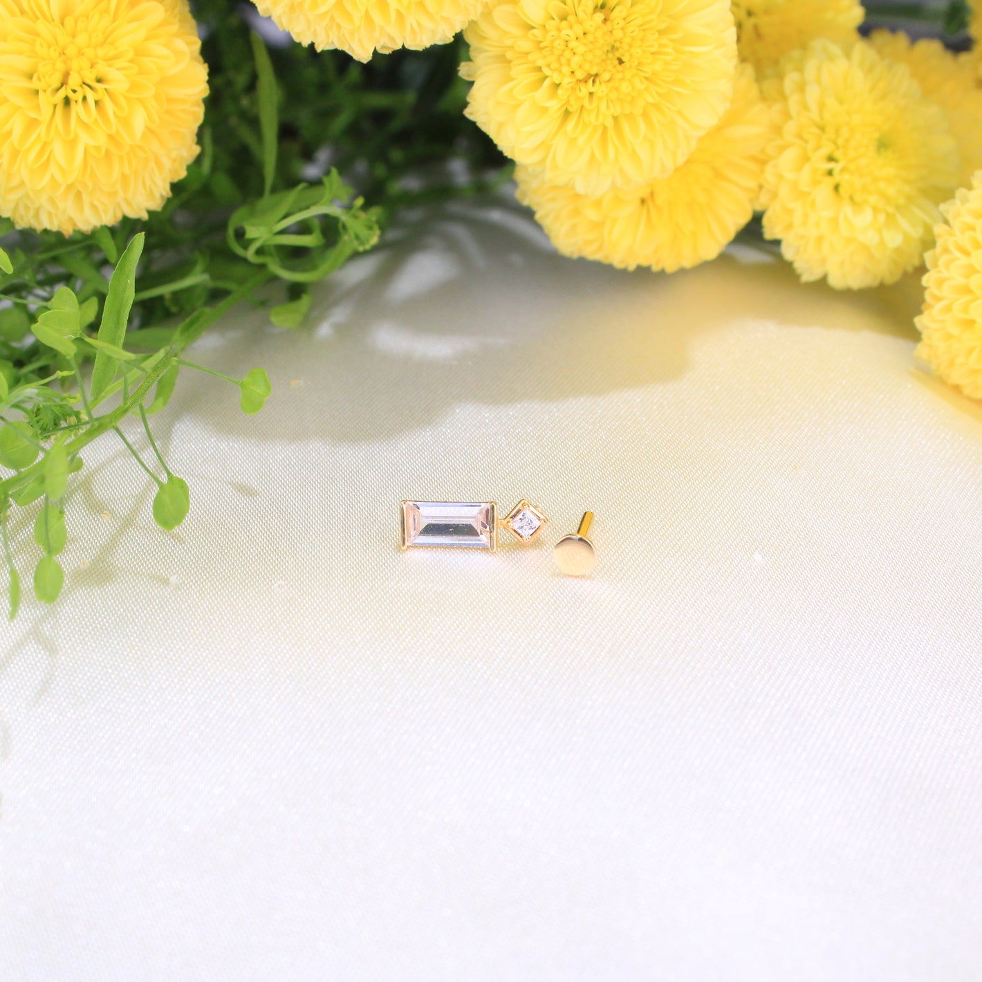 14K Gold Ear Piercing Flat Back Single Stud